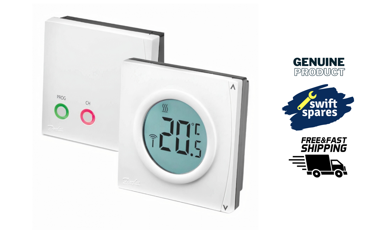 Danfoss RET2001RF+RX1-S Wireless Electronic Digital Room Thermostat 087N6474