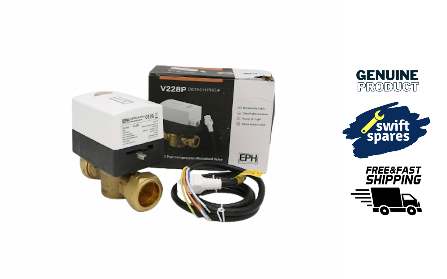 EPH Detach Pro V228P 28mm 2 Port Zone Valve Motorised Valve - NEW