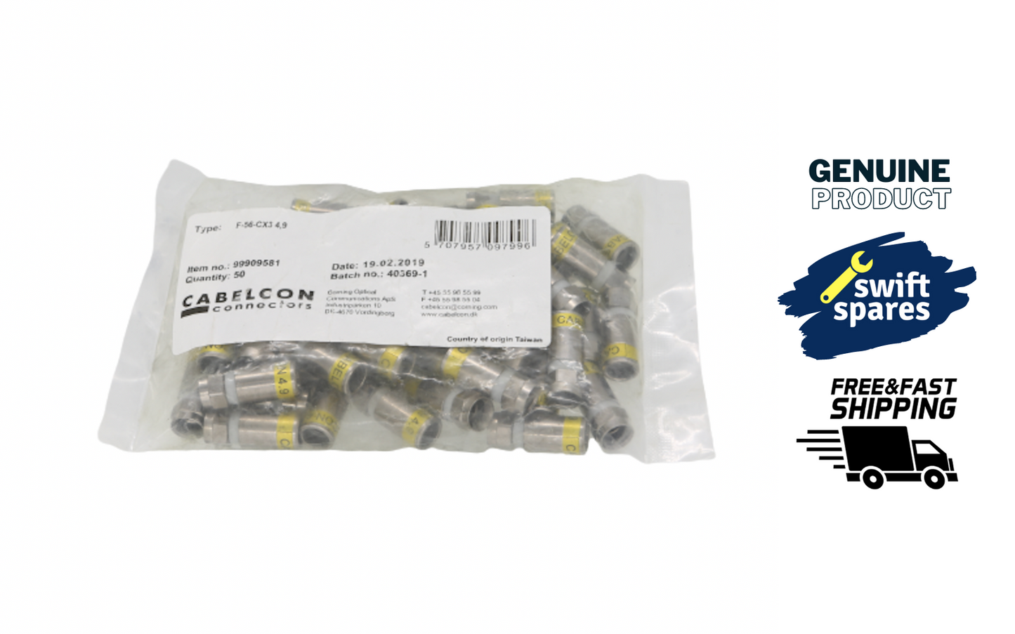 50x Cabelcon F-56-CX3 4,9 Male Compression Connectors - NEW