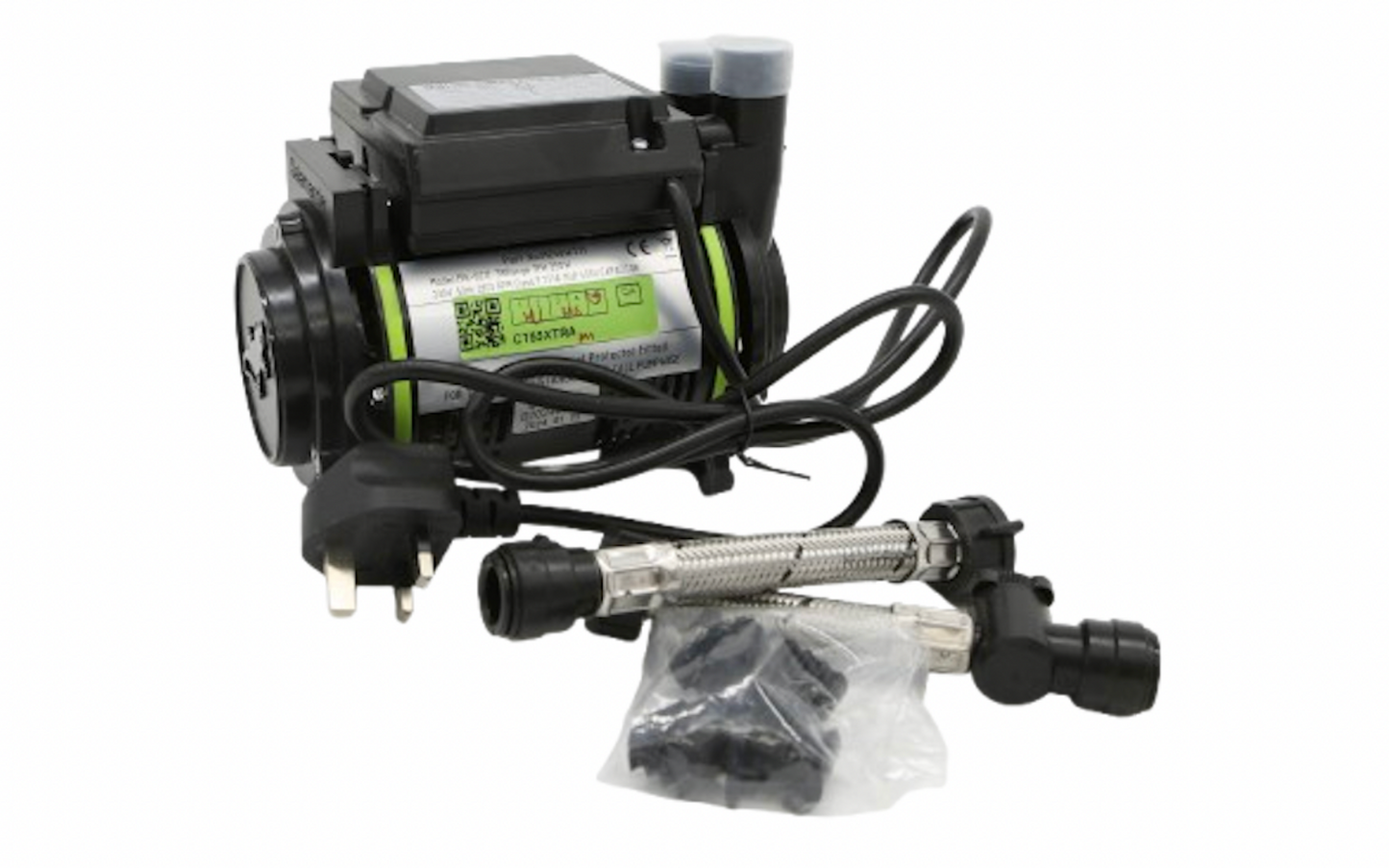 Salamander CT55+ XTRA 1.5 Bar Positive Single Shower Pump +Iso Hoses CT55PLUS