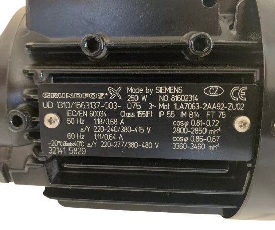 Grundfos TP 32-60/2 A-F-A-RUUE 0.25kW Inline Single Stage Pump