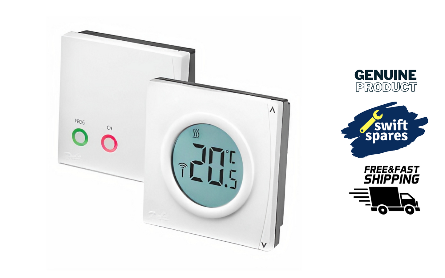 Danfoss TP5001RF+RX1-S Wireless Programmable Room Thermostat & Receiver 087N7936