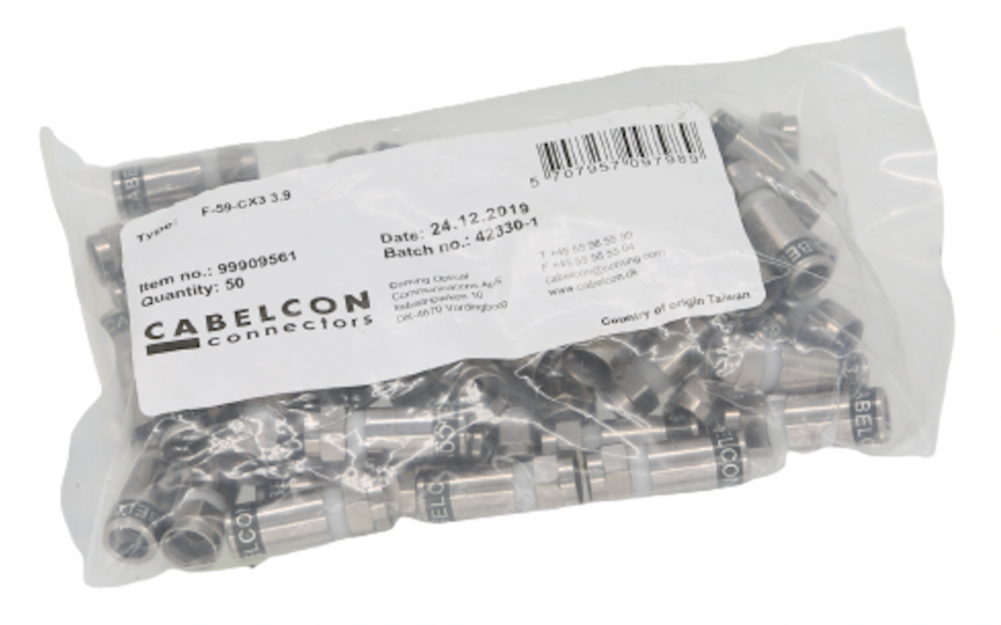50x Cabelcon F-56-CX3 3,9 Male Compression Connectors - NEW