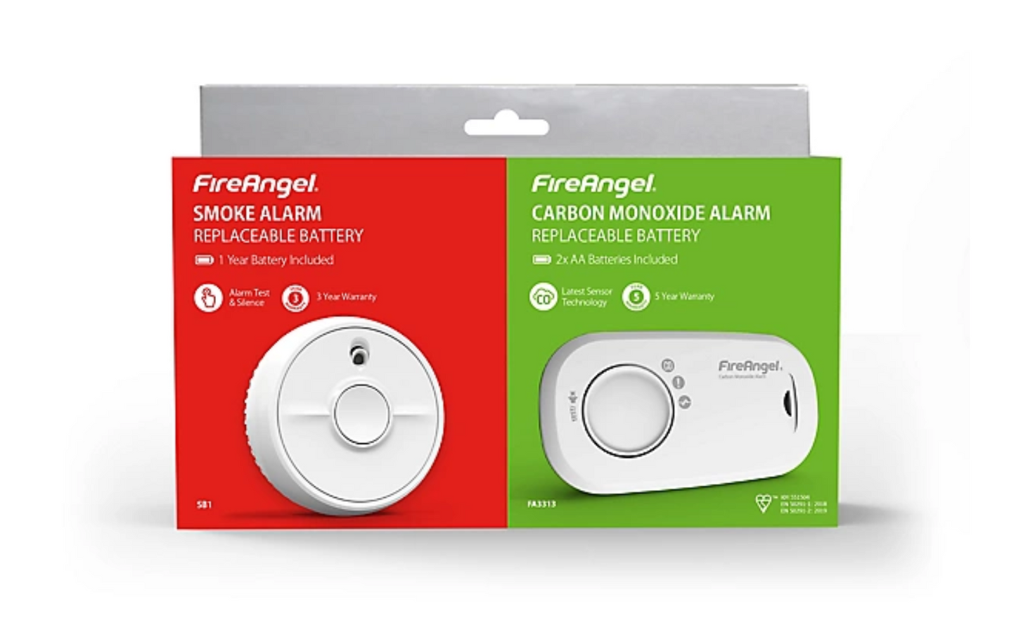 FireAngel FA3313-SB1-T2 Smoke Alarm + Carbon Monoxide Alarm Pack