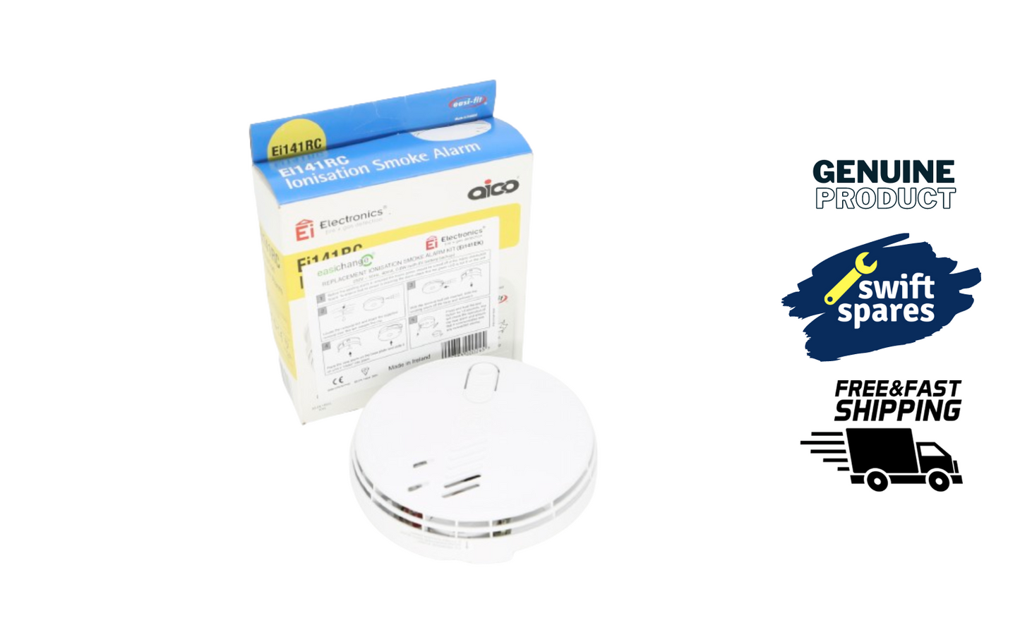 AICO Ei141RC Smoke Alarm Mains / Battery Back up - Expiry 2027 (missing base)