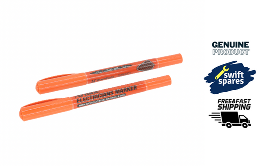 2x Artline Electricians Permanent Marker 1/0.4mm Dual Nib Instant Dry Pen Orange