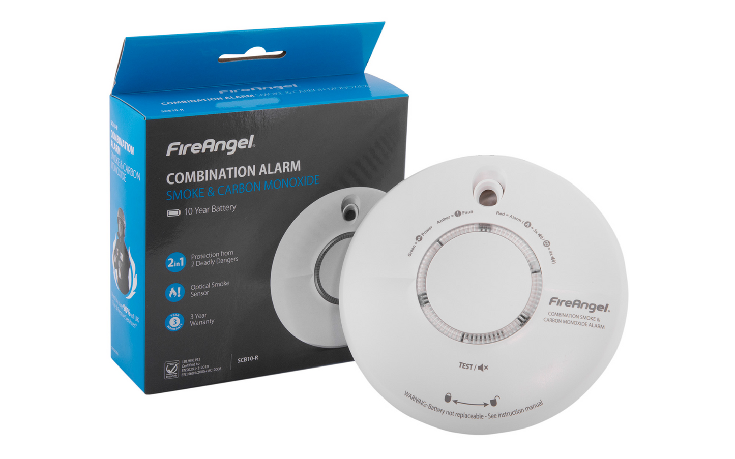 FireAngel SCB10-R Combination Smoke and CO Alarm 10yr Sealed Battery