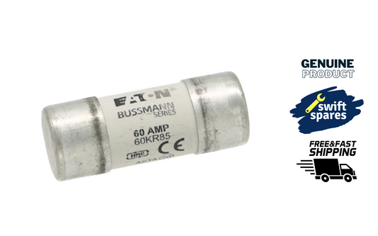 60A House Service Fuse 415v 23mm x 57mm BS88-3 33kA 60 Amp Eaton Bussmann 60KR85